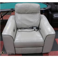 OFF WHITE LEATHER ELECTRIC RECLINING SOFA CHAIR