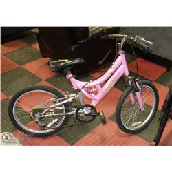 HUFFY GIRLS BIKE WITH 20" TIRES, NEEDS ADJUSTING