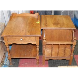 2 OAK END TABLES 28"X21"X24"H