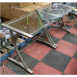 METAL AND GLASS 3 SECTION DESK  L-SHAPED 5' X5' X