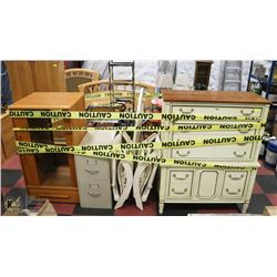 ESTATE LOT INCL. DRESSER, PATIO TABLE W/ 2 CHAIRS