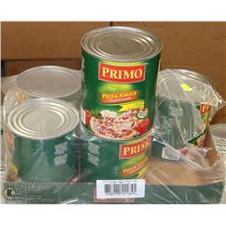 CASE WITH 6 LARGE CANS OF PRIMO PIZZA SAUCE