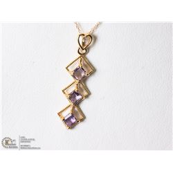 4) 14KT GOLD DIAMOND & AMETHYST NECKLACE