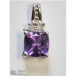 6) STERLING SILVER AMETHYST & DIAMOND PENDANT