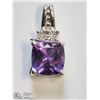 Image 1 : 6) STERLING SILVER AMETHYST & DIAMOND PENDANT