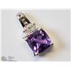 Image 2 : 6) STERLING SILVER AMETHYST & DIAMOND PENDANT