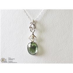 15) 14KT WHITE GOLD DIAMOND SAPPHIRE NECKLACE