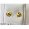 Image 1 : 21) 14KT W. GOLD DIAMOND MOTHER OF PEARL EARRINGS