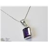 Image 2 : 23) 14KT WHITE GOLD AMETHYST NECKLACE