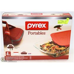 PORTABLE PYREX DISH IN CASE WITH HANDLES