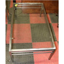 STEEL TABLE WITH GLASS TOP 42"X24"X15"H