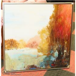 LARGE ABSTRACT LANDSCAPE FRAMED CANVAS