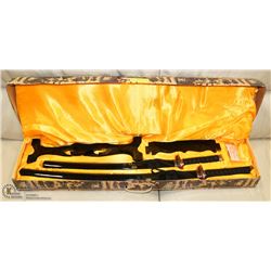 SET OF KATANA SWORDS WITH STAND IN DISPLAY BOX
