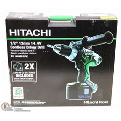 NEW HITACHI 1/2" 14.4V CORDLESS DRIVER DRILL.