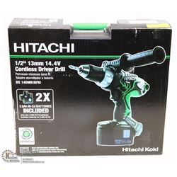 NEW HITACHI 1/2" 14.4V CORDLESS DRIVER DRILL.