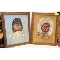 2 INUIT PAINTINGS FRAMED 19"X23" EACH