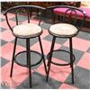 Image 1 : 2 BAR HEIGHT STOOLS WITH BACKS AND FABRIC SEATS