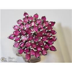 28) STERLING SILVER RUBY RING SIZE 7.75