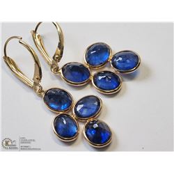 32) 14KT GOLD ENHANCED SAPPHIRE EARRINGS