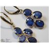Image 2 : 32) 14KT GOLD ENHANCED SAPPHIRE EARRINGS