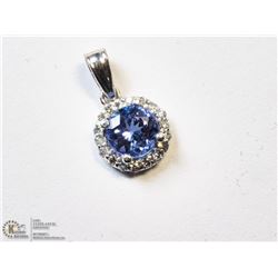 34) 14KT WHITE GOLD TANZANITE & DIAMOND PENDANT