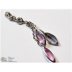 35) 14KT W. GOLD PINK SAPPHIRE & DIAMOND PENDANT
