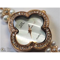 36) NEW TRENDY PEARLS ANALOGUE WATCH FOR WOMEN