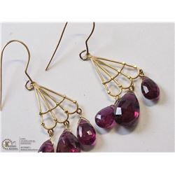 42) 14KT GOLD GARNET EARRINGS