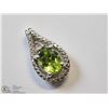 Image 1 : 43) STERLING SILVER PERIDOT & DIAMOND PENDANT
