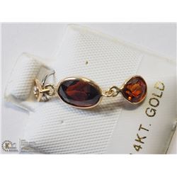 44) 14KT GOLD GARNET & DIAMOND PENDANT