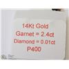 Image 2 : 44) 14KT GOLD GARNET & DIAMOND PENDANT