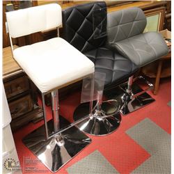 GROUP OF 3 ASSORTED CHROME BASE HYDRAULIC LIFT