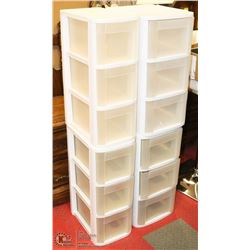 GROUP OF 4 ASSORTED DRAWERED PLASTIC STORAGE
