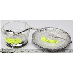 VINTAGE BIRKS HAGERTY NOTE BUTTER DISH W/BUTTER