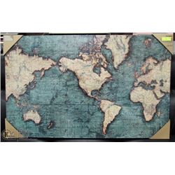 NEW 48 X 30 WORLD MAP CANVAS RAISED ART FROM PIER