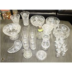 ESTATE LOT OF CRYSTAL INCL PINWHEEL , LARGE BOWLS