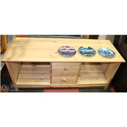 SOLID UNFINISHED PINE TV ENTERTAINMENT STAND