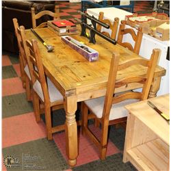 SOLID PINE RUSTIC TABLE WITH 6 SIDECHAIRS