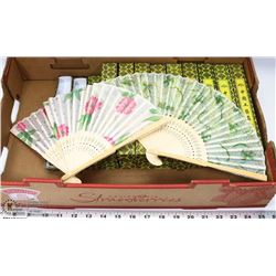 FLAT OF 30 ASSORTED HAND FANS
