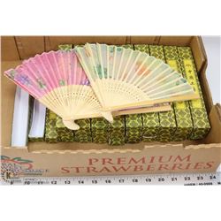 FLAT OF 30 ASSORTED HAND FANS