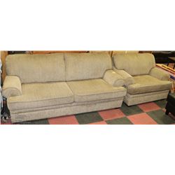 HEAVY FABRIC 85"  SOFA WITH 52"  OVERSIZE CHAIR