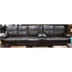 NEW DEXTER BROWN LEATHERETTE RECLINING 81" SOFA