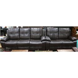 NEW DEXTER BROWN LEATHERETTE RECLINING 81" SOFA
