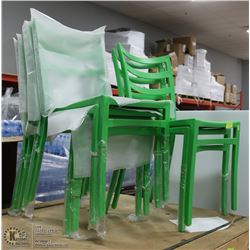 GROUP OF 6 GREEN PLASTIC SIDE CHAIRS
