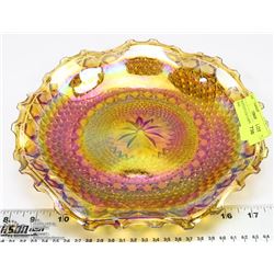 RUFFLED EDGE CARNIVAL GLASS DISH.