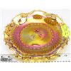 Image 1 : RUFFLED EDGE CARNIVAL GLASS DISH.