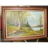 Image 1 : LARGE FRAMED FOREST SCENE OIL ON CANVAS