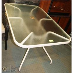METAL AND GLASS PATIO TABLE