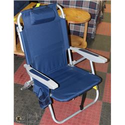 BACKPACK STYLE FOLDING CHAIR WITH COOLER POCKET