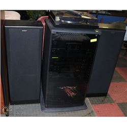 SONY STEREO CABINET WITH 2 SPEAKERS, 6 COMPONENTS